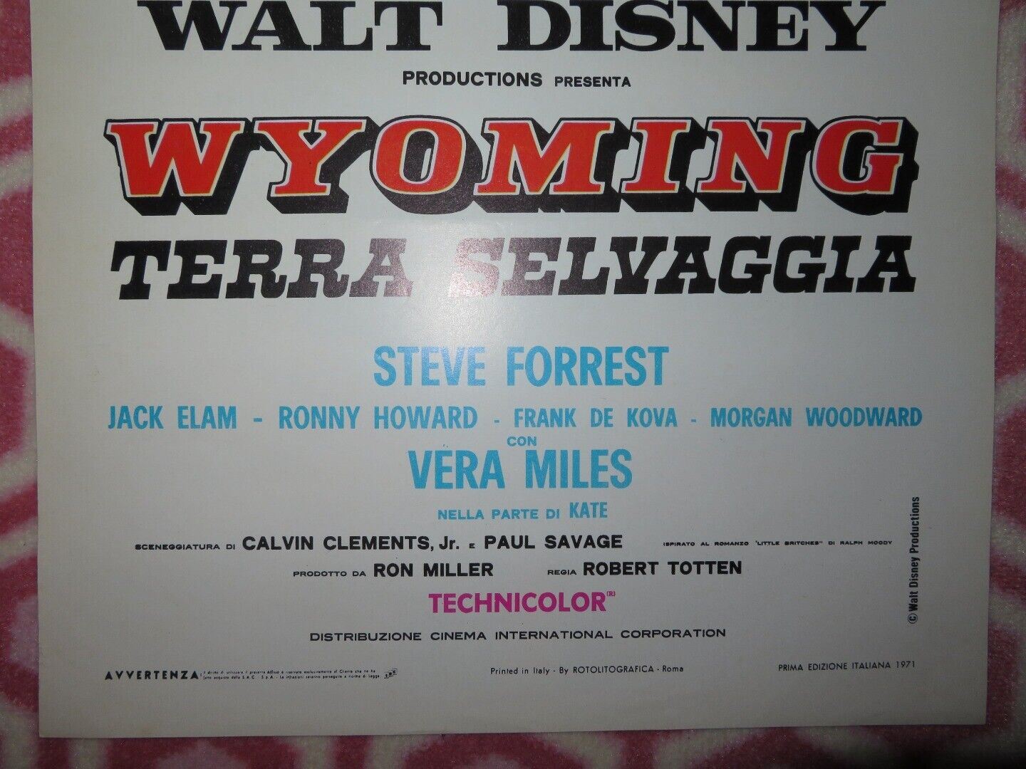 THE WILD COUNTRY ITALIAN LOCANDINA (27.5"x13") POSTER DISNEY 1971 Movie posters