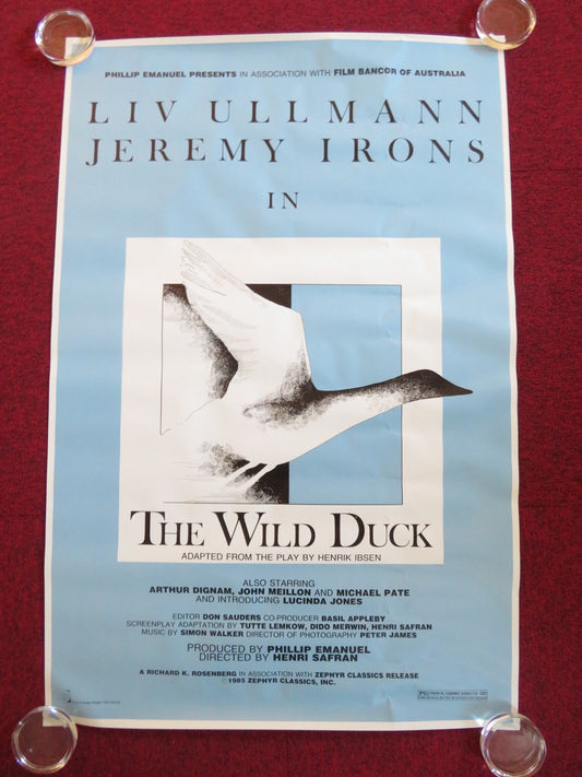 THE WILD DUCK US ONE SHEET ROLLED POSTER LIV ULLMANN JEREMY IRONS 1983 Rendezvous Cinema Movie posters