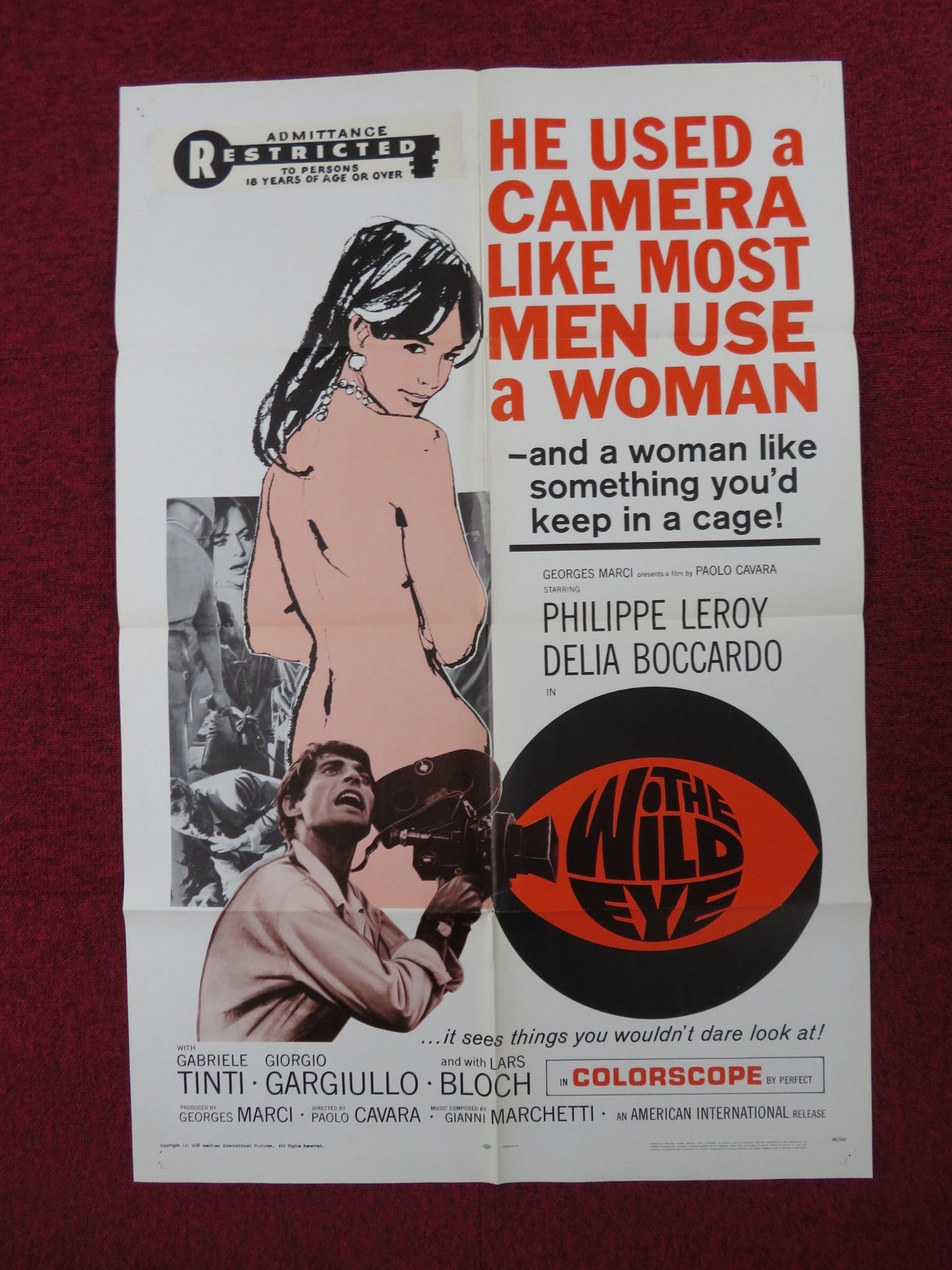 THE WILD EYE FOLDED US ONE SHEET POSTER PHILIPPE LEROY DELIA BOCCARDO 1968 Rendezvous Cinema Movie posters