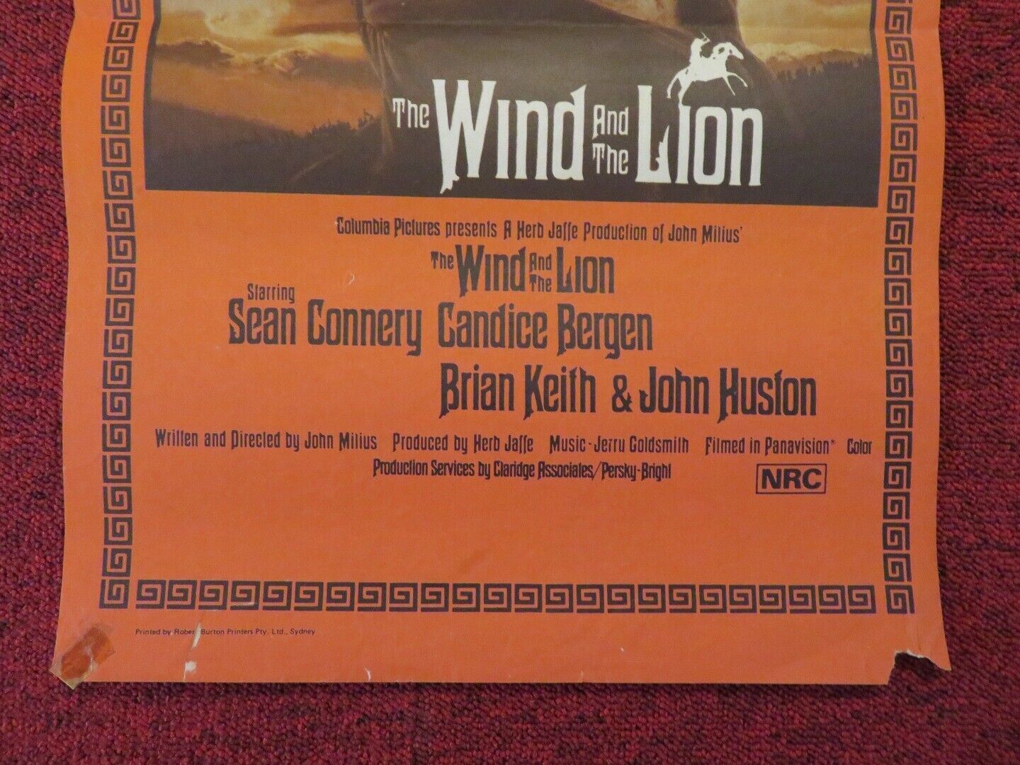 THE WIND AND THE LION FOLDED AUSTRALIAN DAYBILL POSTER SEAN CONNERY 1975 Movie posters