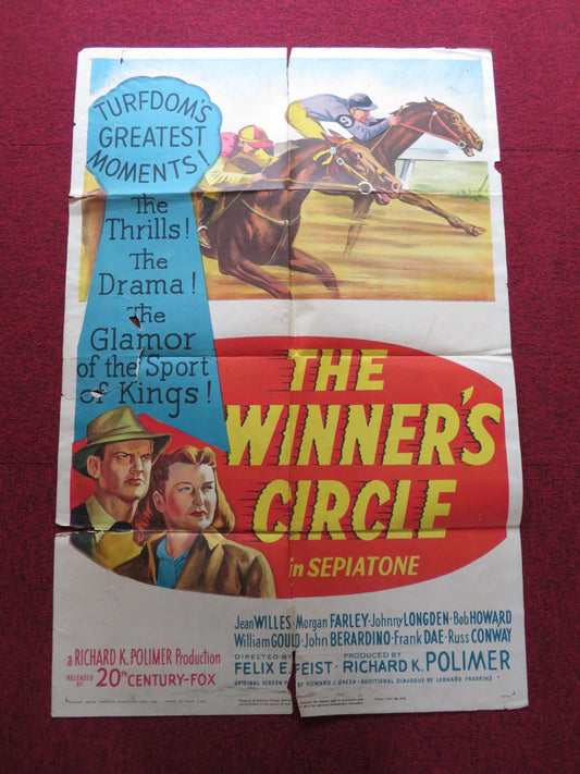 THE WINNER'S CIRCLE FOLDED US ONE SHEET POSTER JEAN WILLES MORGAN FARLEY 1948 Rendezvous Cinema Movie posters
