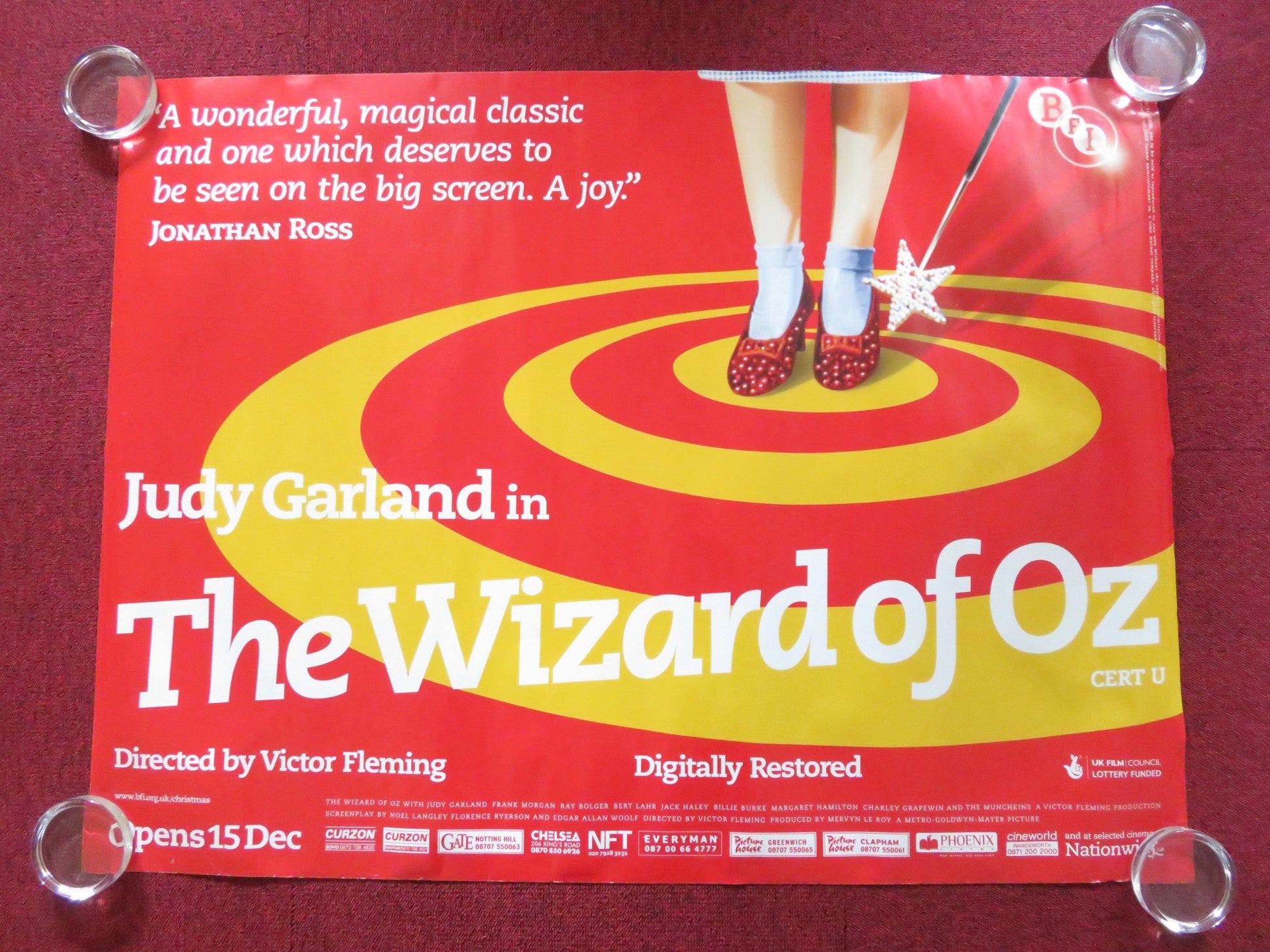 THE WIZARD OF OZ - DIGITALLY RESTORED UK QUAD (30"x 40") ROLLED POSTER 2006 Rendezvous Cinema Movie posters