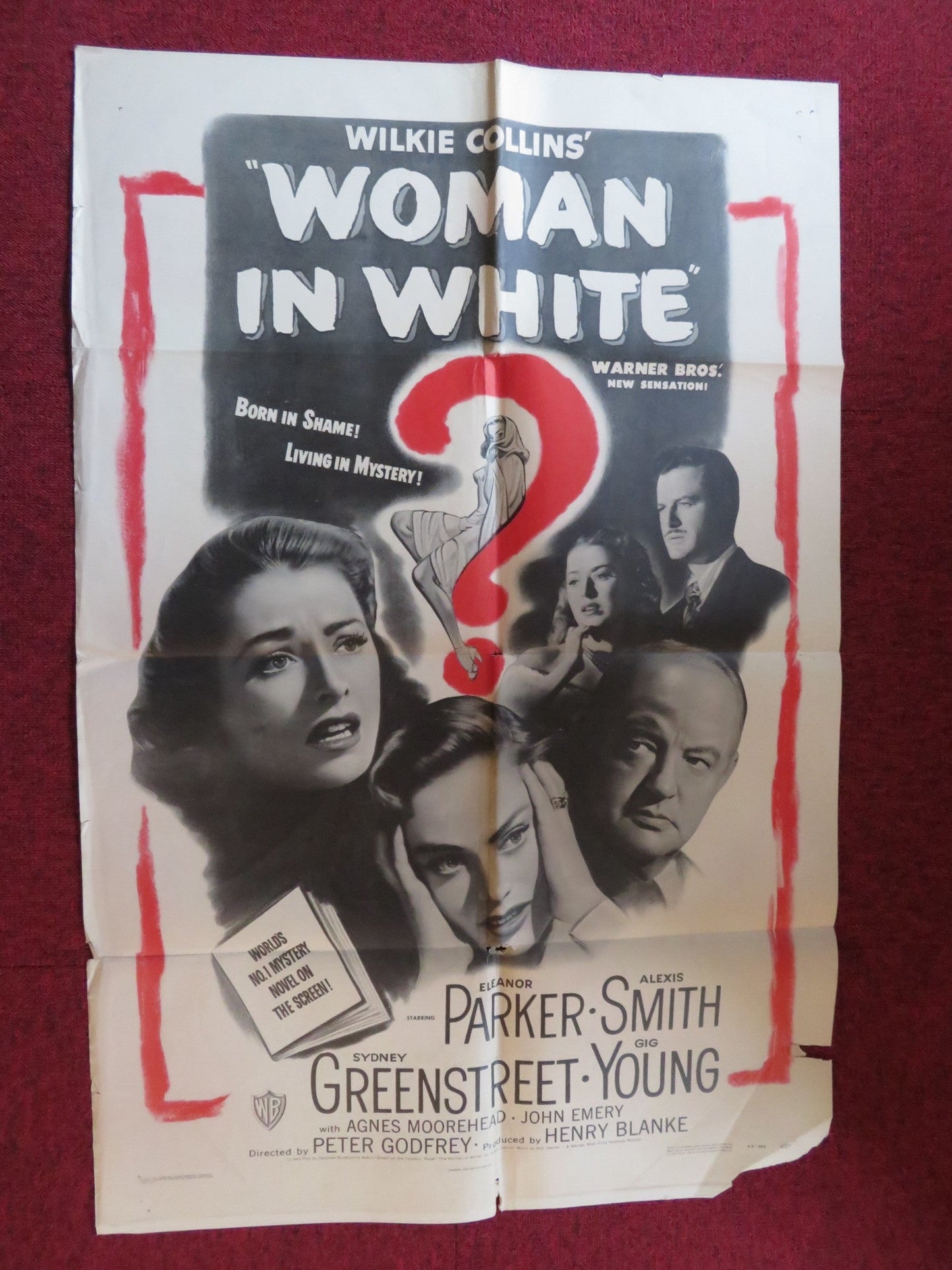 THE WOMAN IN WHITE FOLDED US ONE SHEET POSTER ELEANOR PARKER ALEXIS SMITH 1948 Rendezvous Cinema Movie posters