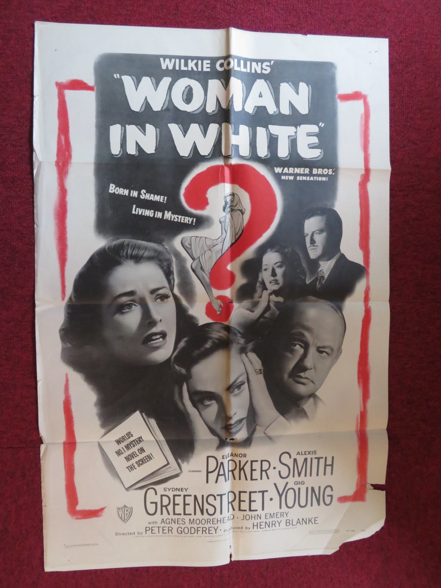 THE WOMAN IN WHITE FOLDED US ONE SHEET POSTER ELEANOR PARKER ALEXIS SMITH 1948 Rendezvous Cinema Movie posters