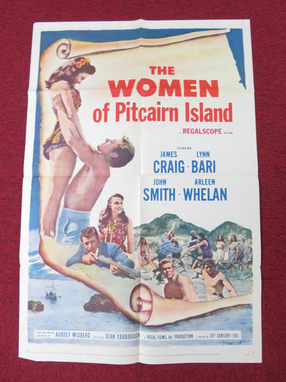 THE WOMEN OF PITCAIRN ISLAND FOLDED US ONE SHEET POSTER JAMES CRAIG 1957 Rendezvous Cinema Movie posters