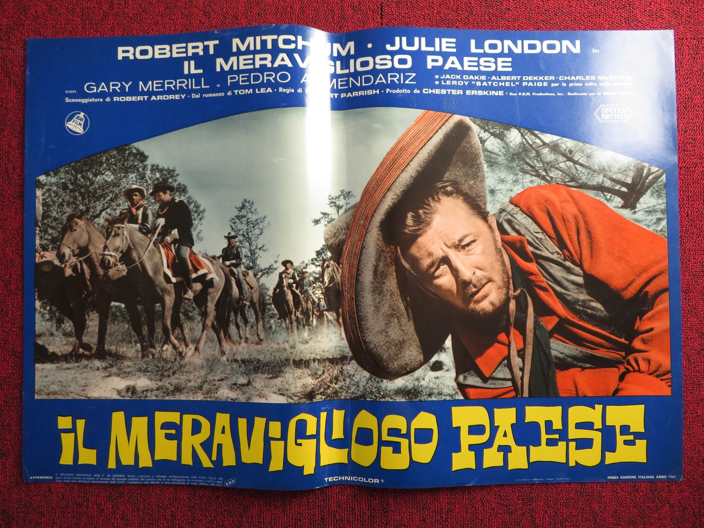 THE WONDERFUL COUNTRY - A ITALIAN FOTOBUSTA POSTER ROBERT MITCHUM LONDON 1960 Rendezvous Cinema Movie posters