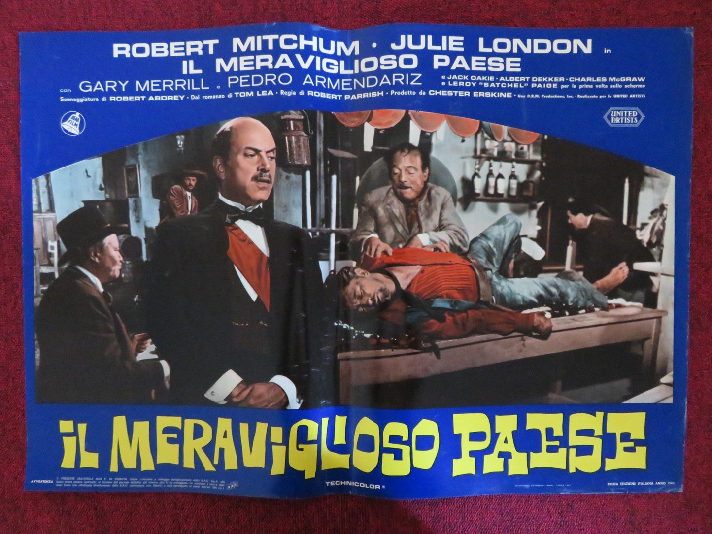 THE WONDERFUL COUNTRY - C ITALIAN FOTOBUSTA POSTER ROBERT MITCHUM LONDON 1960 Rendezvous Cinema Movie posters