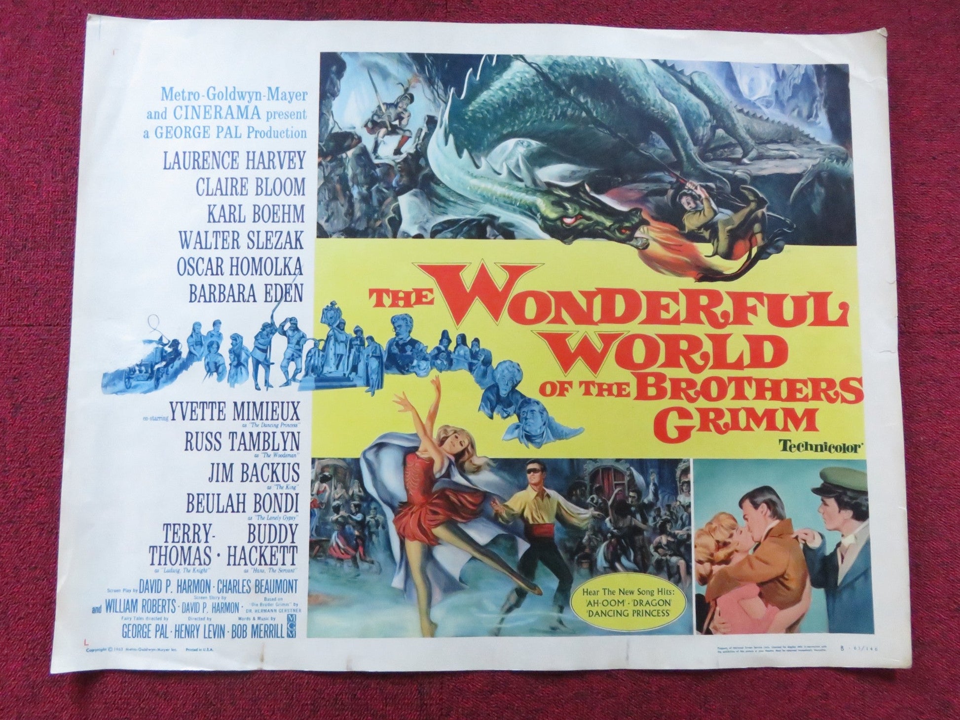 THE WONDERFUL WORLD OF THE BROTHERS GRIMM HALF SHEET (22"x 28") POSTER 1963 Rendezvous Cinema Movie posters