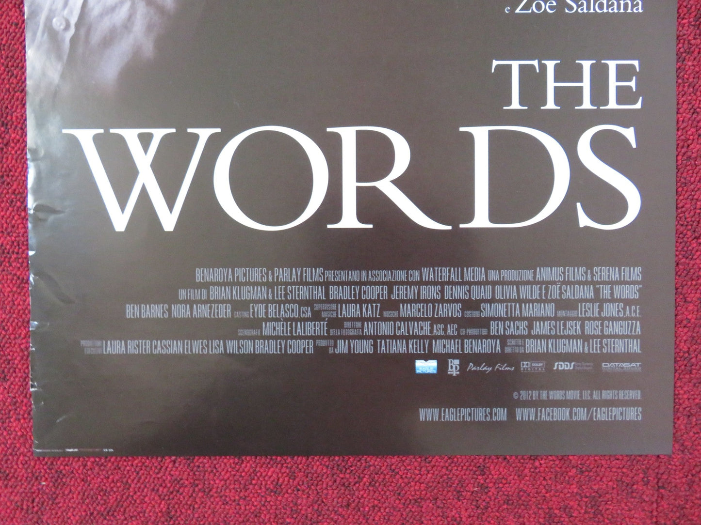 THE WORDS ITALIAN LOCANDINA POSTER BRADLEY COOPER JEREMY IRONS 2012 Rendezvous Cinema Movie posters