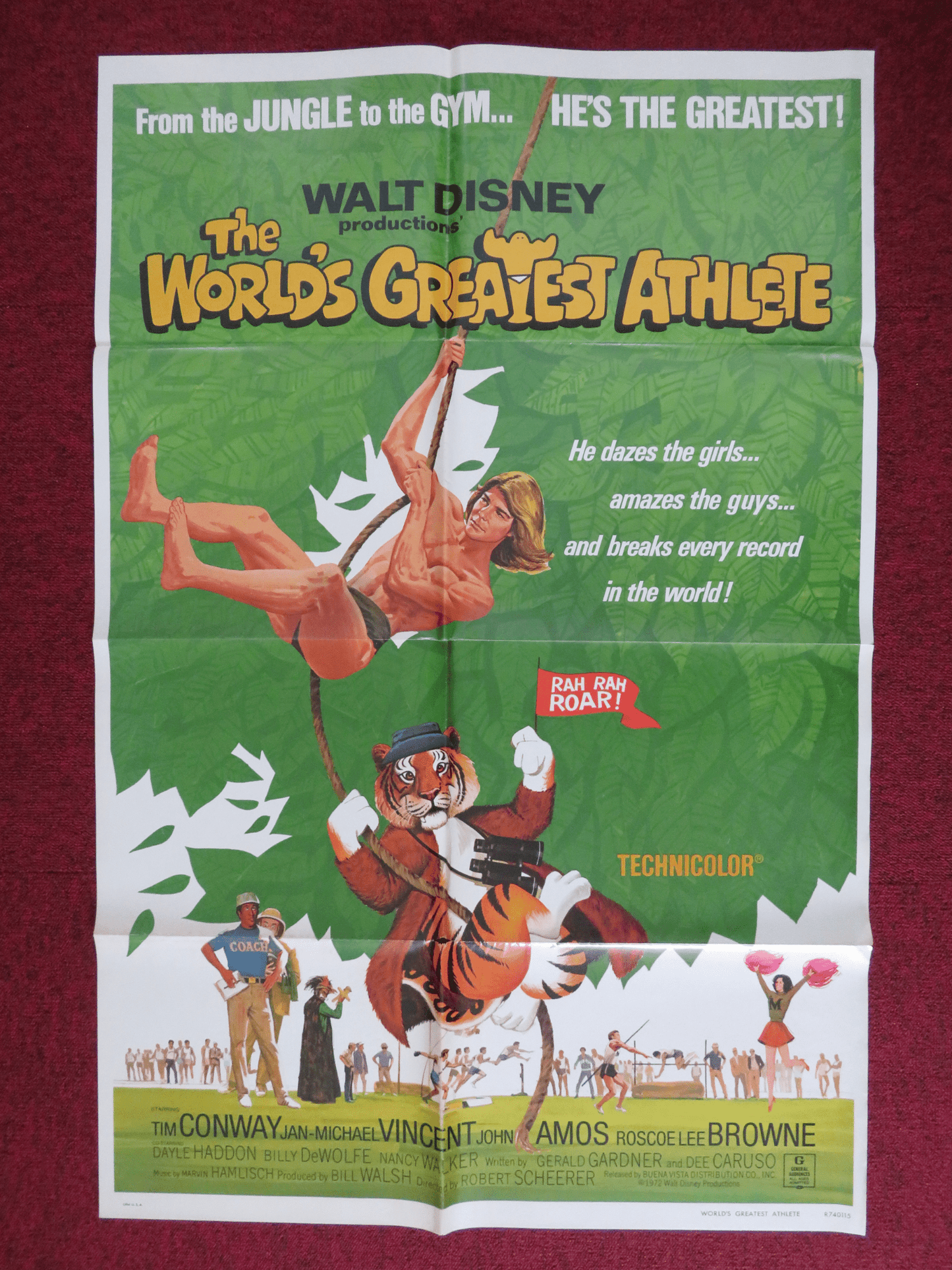 THE WORLD'S GREATEST ATHLETE FOLDED US ONE SHEET POSTER DISNEY TIM CONWAY 1974 Rendezvous Cinema Movie posters