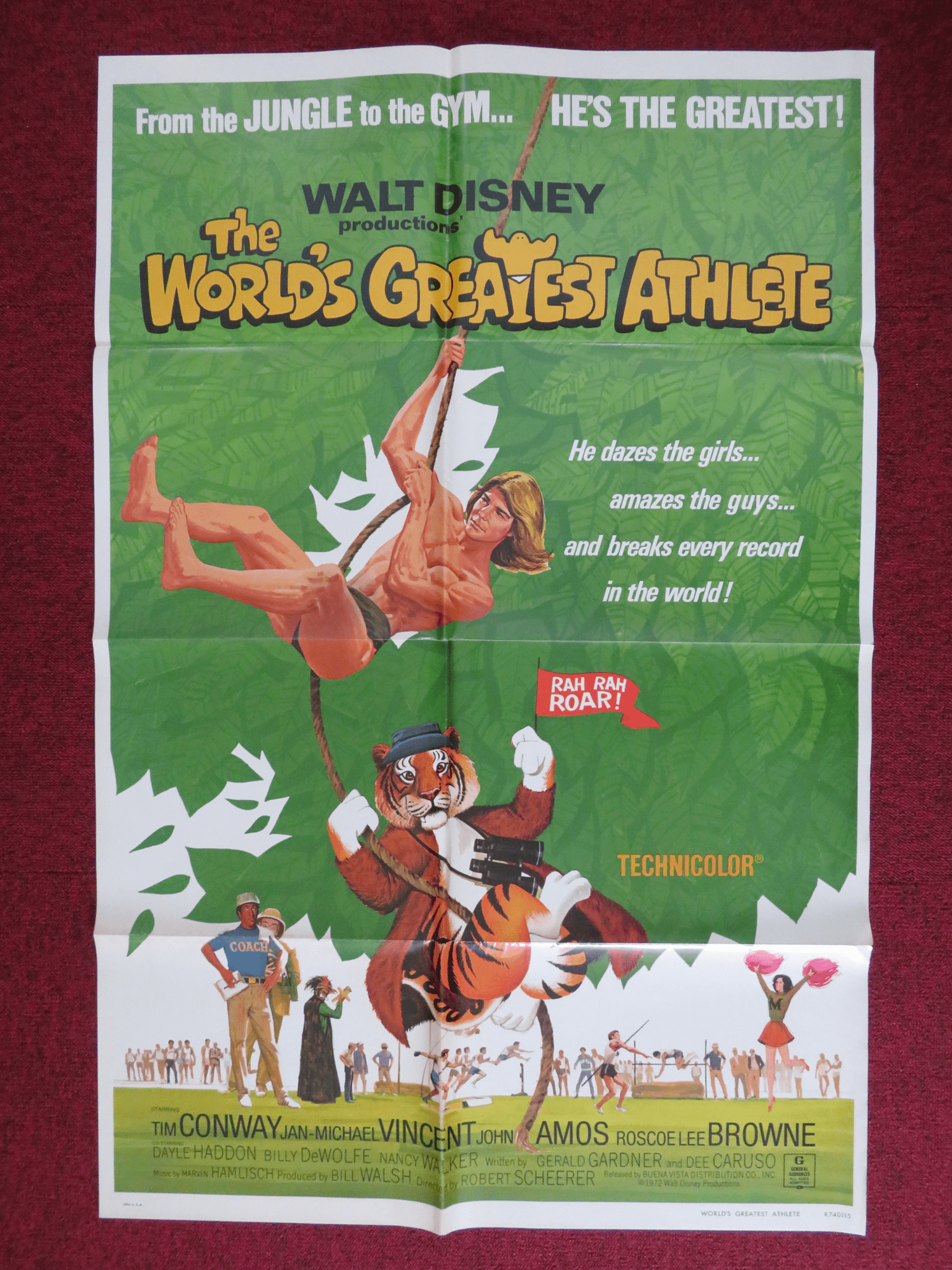THE WORLD'S GREATEST ATHLETE FOLDED US ONE SHEET POSTER DISNEY TIM CONWAY 1974 Rendezvous Cinema Movie posters