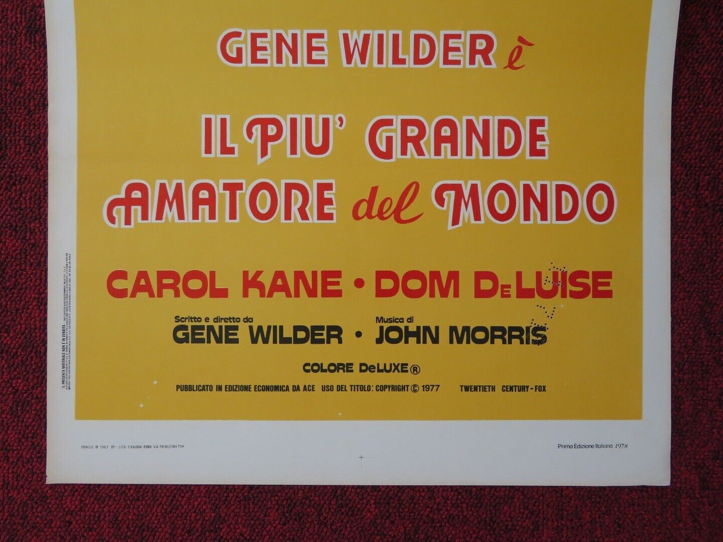 THE WORLD'S GREATEST LOVER ITALIAN LOCANDINA (27.5"x13") POSTER G WILDER 1978 - Rendezvous Cinema