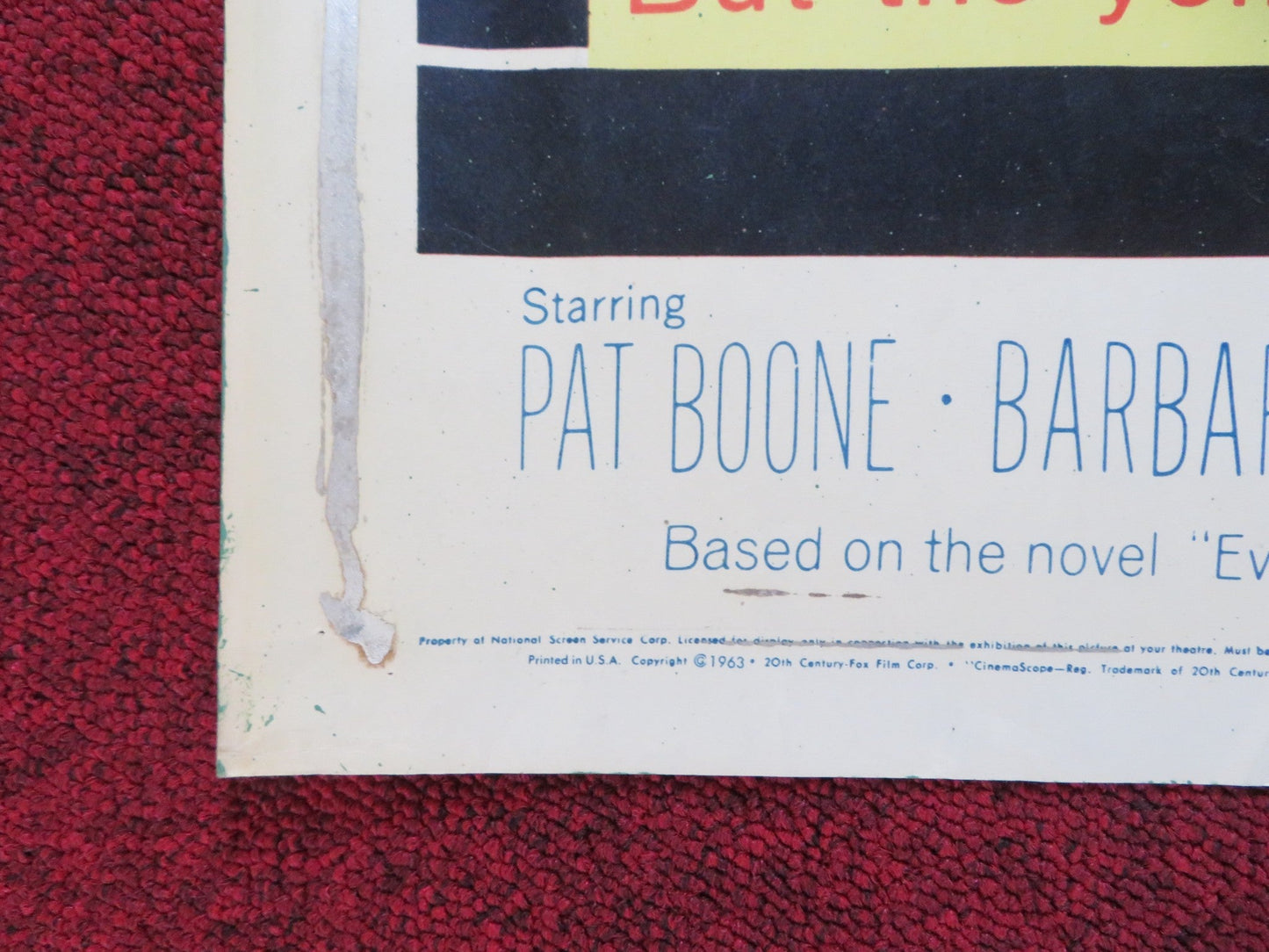 THE YELLOW CANARY US HALF SHEET (22"x 28") POSTER PAT BOONE BARARA EDEN 1963 Rendezvous Cinema Movie posters