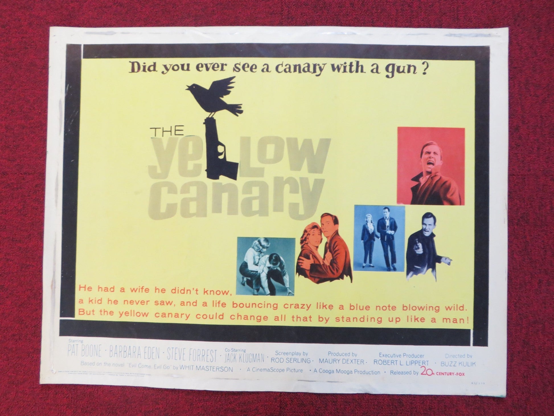 THE YELLOW CANARY US HALF SHEET (22"x 28") POSTER PAT BOONE BARARA EDEN 1963 Rendezvous Cinema Movie posters