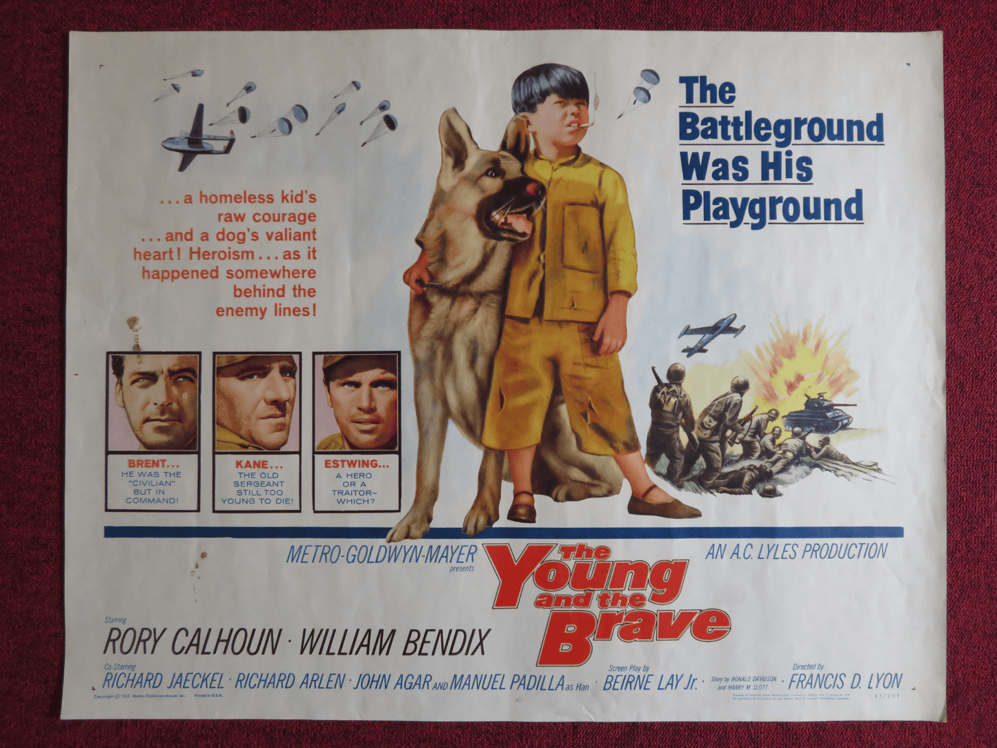 THE YOUNG AND THE BRAVE US HALF SHEET (22"x 28") POSTER RORY CALHOUN 1963 Rendezvous Cinema Movie posters