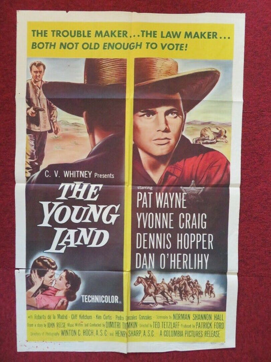 THE YOUNG LAND FOLDED US ONE SHEET POSTER PAT WAYNE YVONNE CRAIG 1958 Movie posters