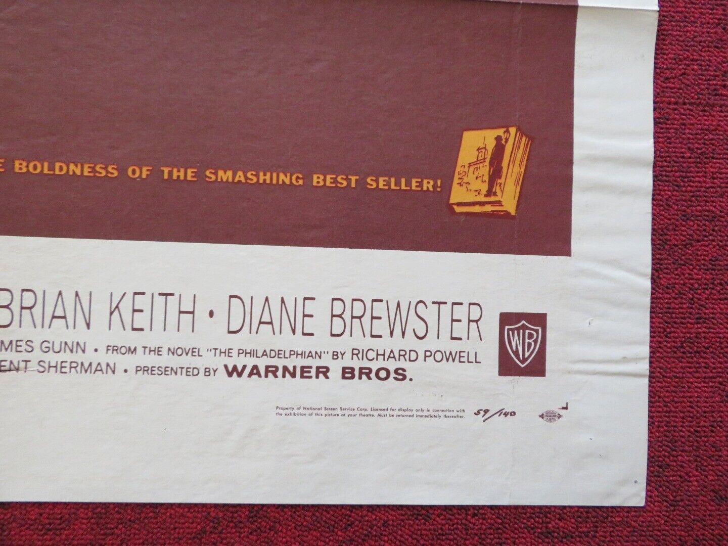 THE YOUNG PHILADELPHIANS FOLDED US ONE SHEET POSTER PAUL NEWMAN 1959 Movie posters