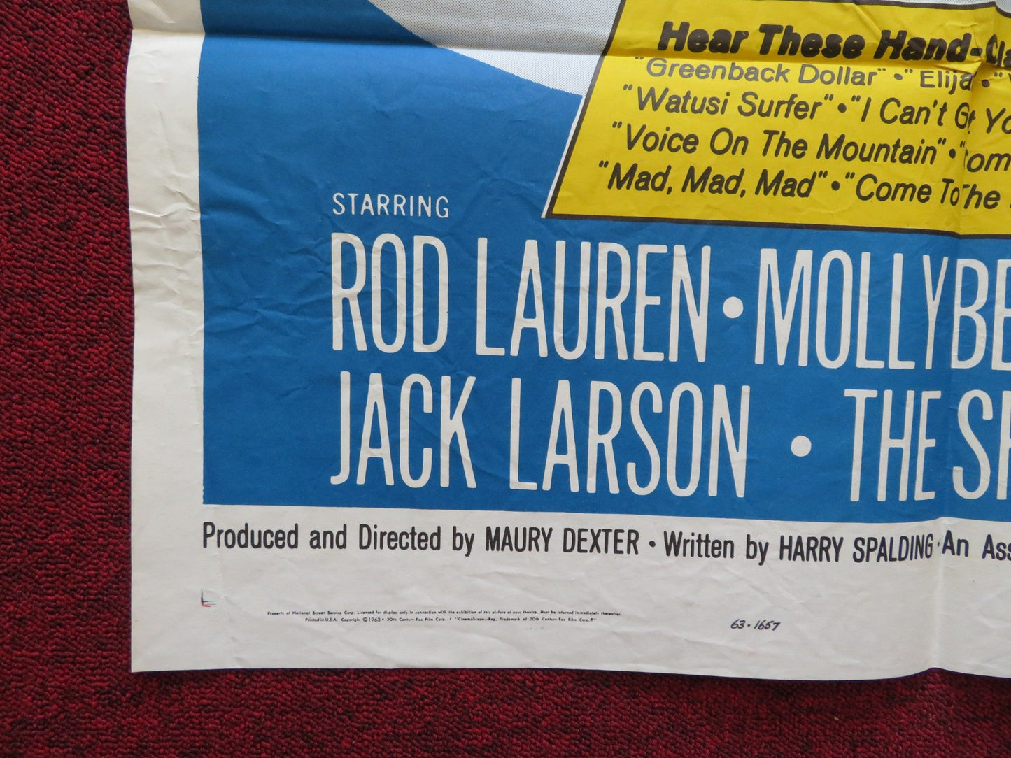 THE YOUNG SWINGERS FOLDED US ONE SHEET POSTER MOLLY BEE ROD LAUREN 1963 Rendezvous Cinema Movie posters