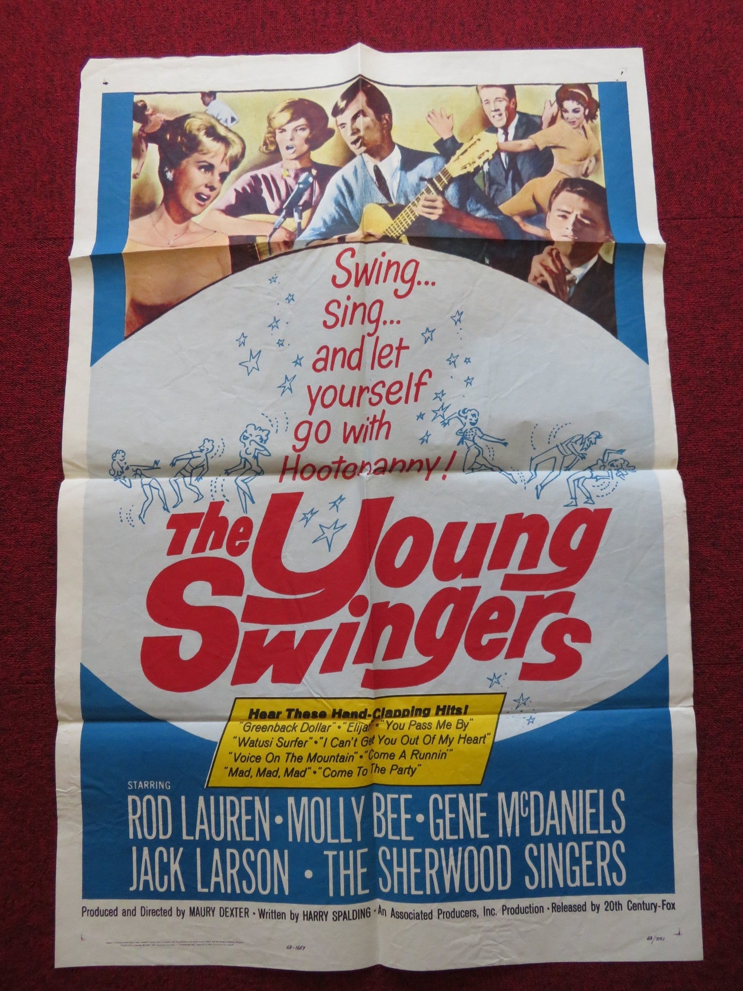 THE YOUNG SWINGERS FOLDED US ONE SHEET POSTER MOLLY BEE ROD LAUREN 1963 Rendezvous Cinema Movie posters
