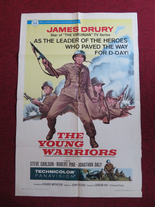 THE YOUNG WARRIORS FOLDED US ONE SHEET POSTER JAMES DRURY STEVE CARLSON 1966 Rendezvous Cinema Movie posters