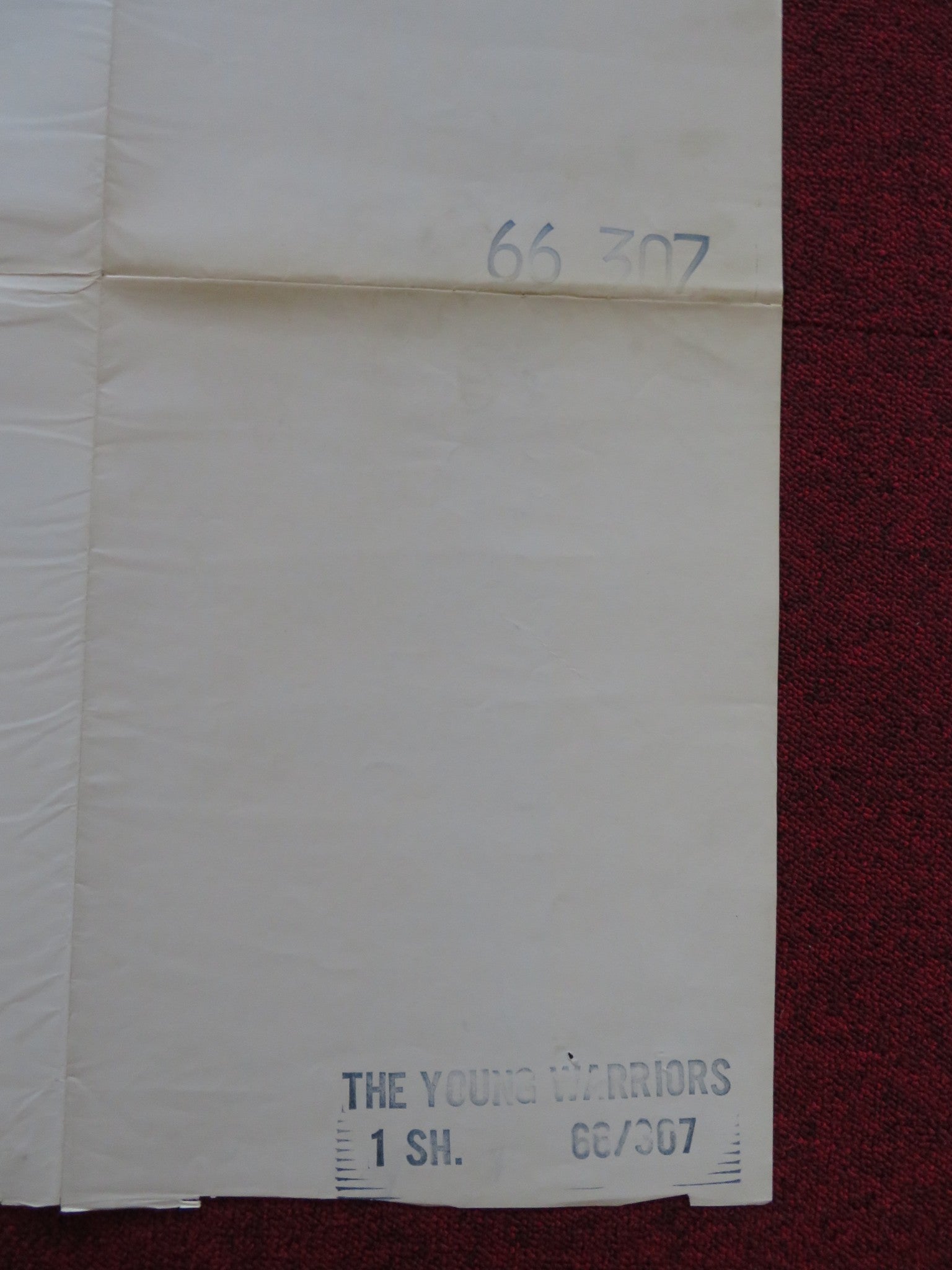 THE YOUNG WARRIORS FOLDED US ONE SHEET POSTER JAMES DRURY STEVE CARLSON 1966 Rendezvous Cinema Movie posters