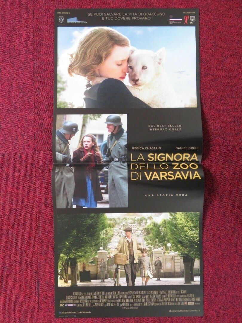 THE ZOOKEEPER'S WIFE ITALIAN LOCANDINA (26.5"x12.5") POSTER JESSICA CHASTAIN Movie posters