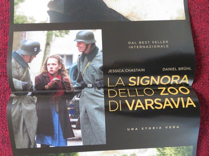 THE ZOOKEEPER'S WIFE ITALIAN LOCANDINA (26.5"x12.5") POSTER JESSICA CHASTAIN Movie posters