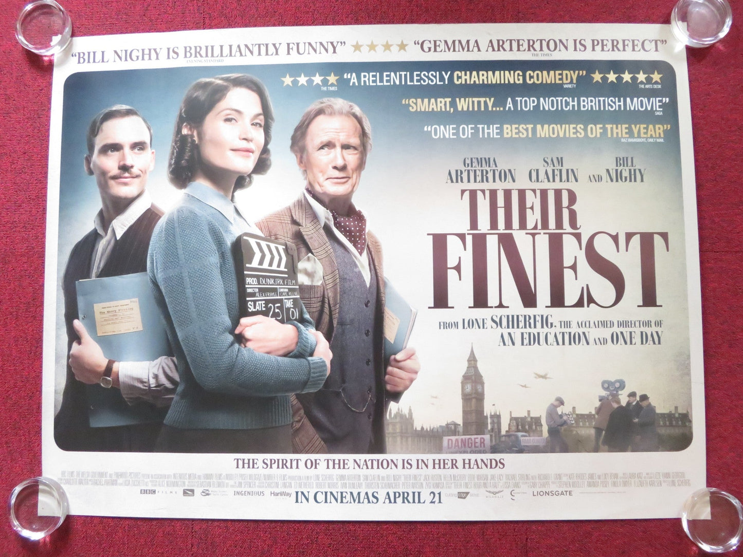 THEIR FINEST UK QUAD (30"x 40") ROLLED POSTER GEMMA ARTERTON SAM CLAFLIN 2016 Rendezvous Cinema Movie posters