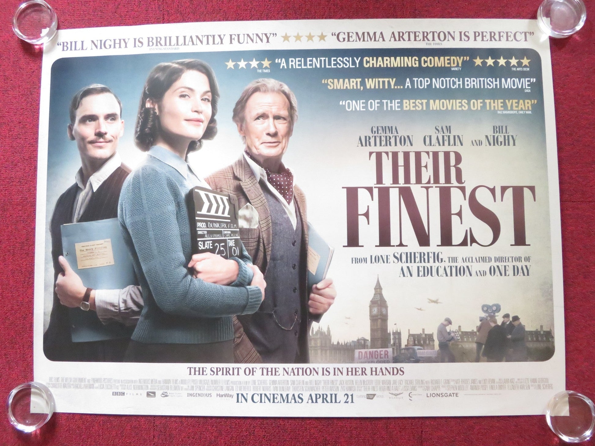 THEIR FINEST UK QUAD (30"x 40") ROLLED POSTER GEMMA ARTERTON SAM CLAFLIN 2016 Rendezvous Cinema Movie posters