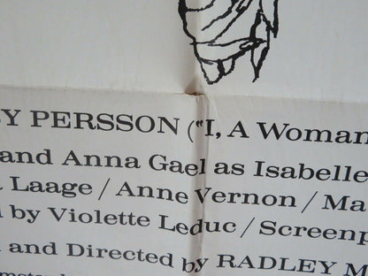 THERESE AND ISABELLE 1968 US ONE SHEET POSTER ESSY PERSSON ANNA GAEL Movie posters