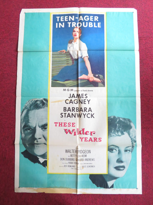 THESE WILDER YEARS FOLDED US ONE SHEET POSTER JAMES CAGNEY BARBARA STANWYCK 1956 Rendezvous Cinema Movie posters