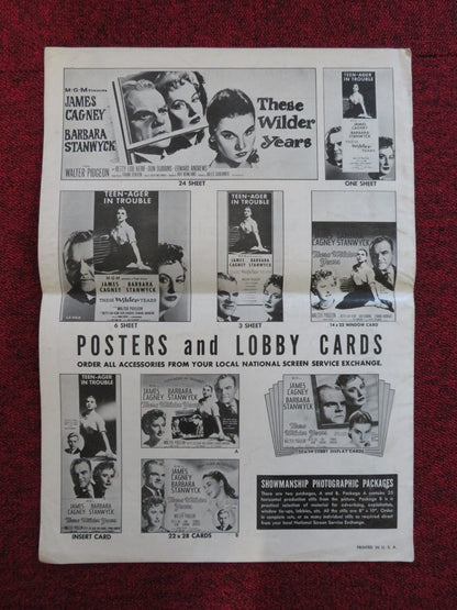 THESE WILDER YEARS UNCUT M.G.M FOLDED PRESS BOOK JAMES CAGNEY STANWYCK 1956 Rendezvous Cinema Movie posters