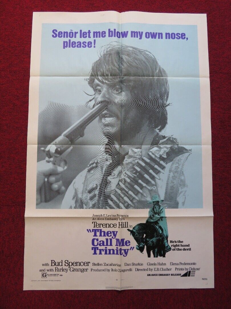 THEY CALL ME TRINITY FOLDED US ONE SHEET POSTER TERENCE HILL BUD SPENCER 1971 Movie posters