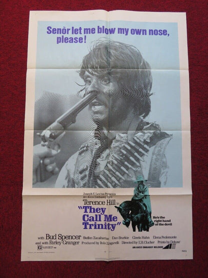 THEY CALL ME TRINITY FOLDED US ONE SHEET POSTER TERENCE HILL BUD SPENCER 1971 Movie posters