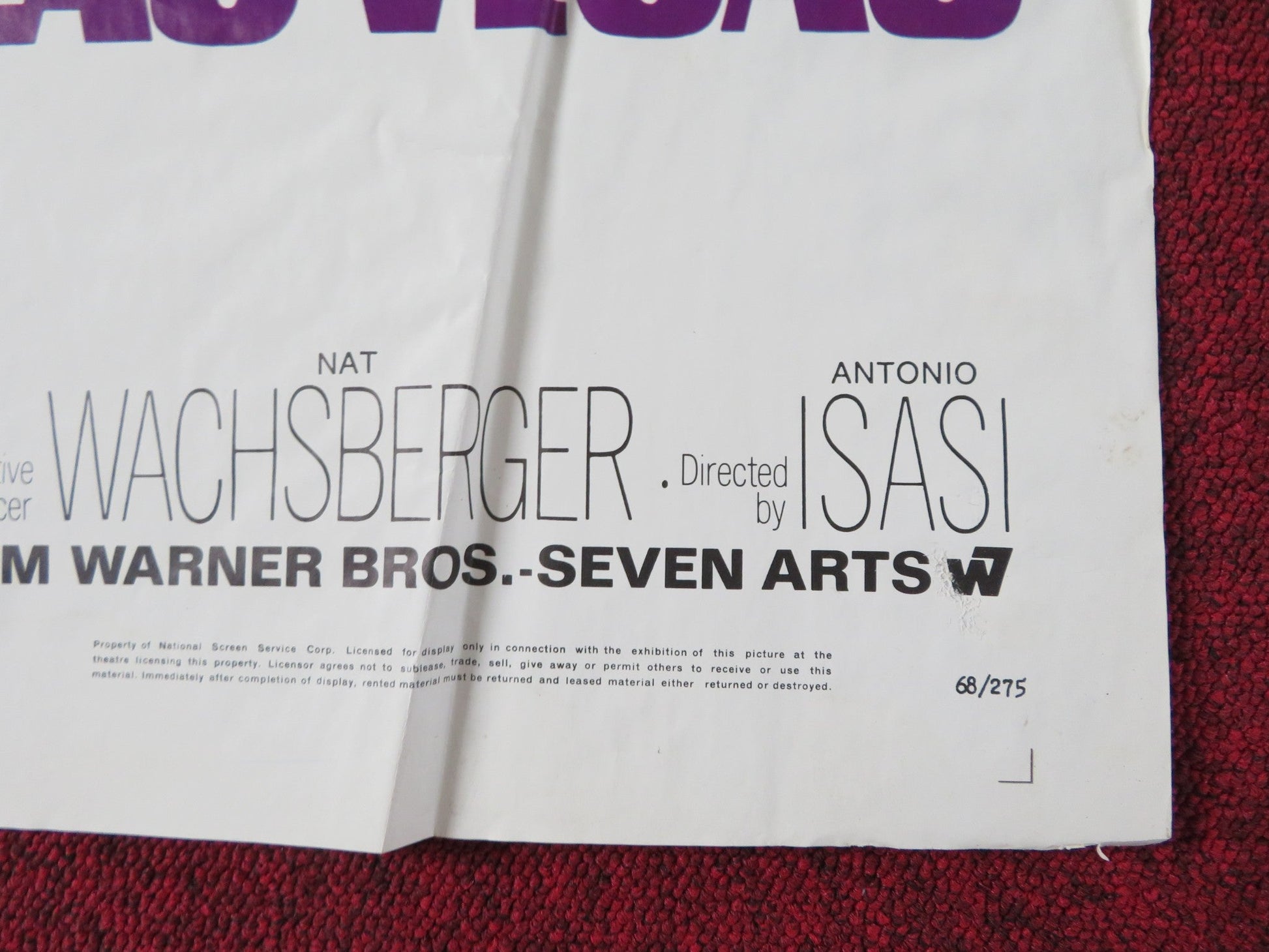 THEY CAME TO ROB LAS VEGAS FOLDED US ONE SHEET POSTER GARY LOCKWOOD E.SOMMER '68 Rendezvous Cinema Movie posters