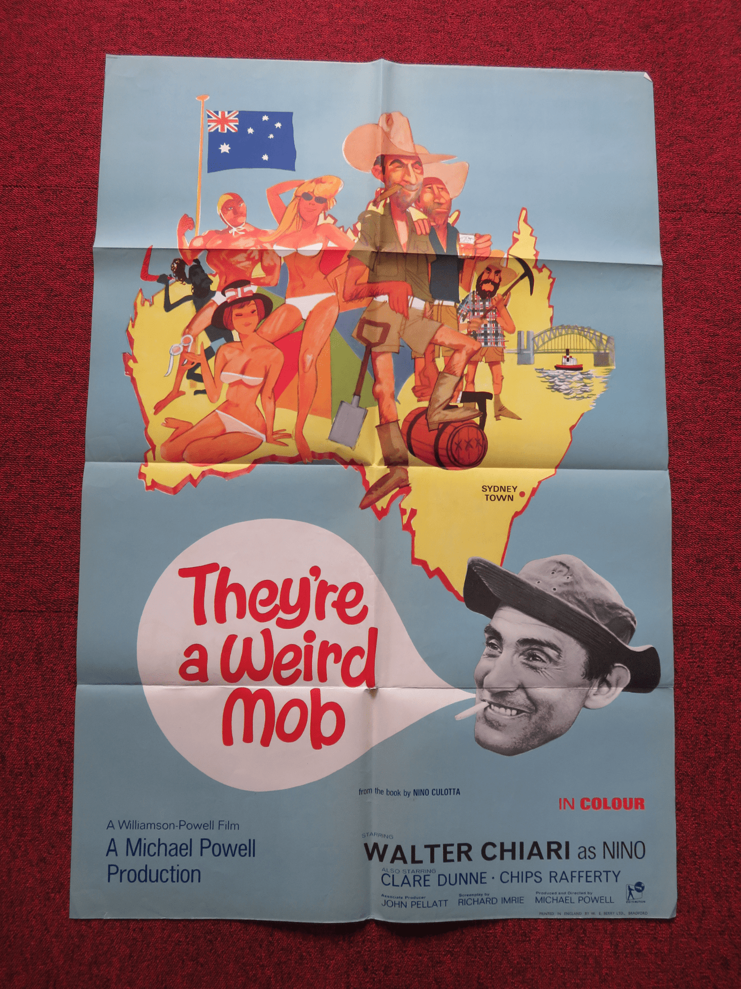 THEY'RE A WEIRD MOB FOLDED US ONE SHEET POSTER WALTER CHIARI CLAIRE DUNNE 1971 Rendezvous Cinema Movie posters