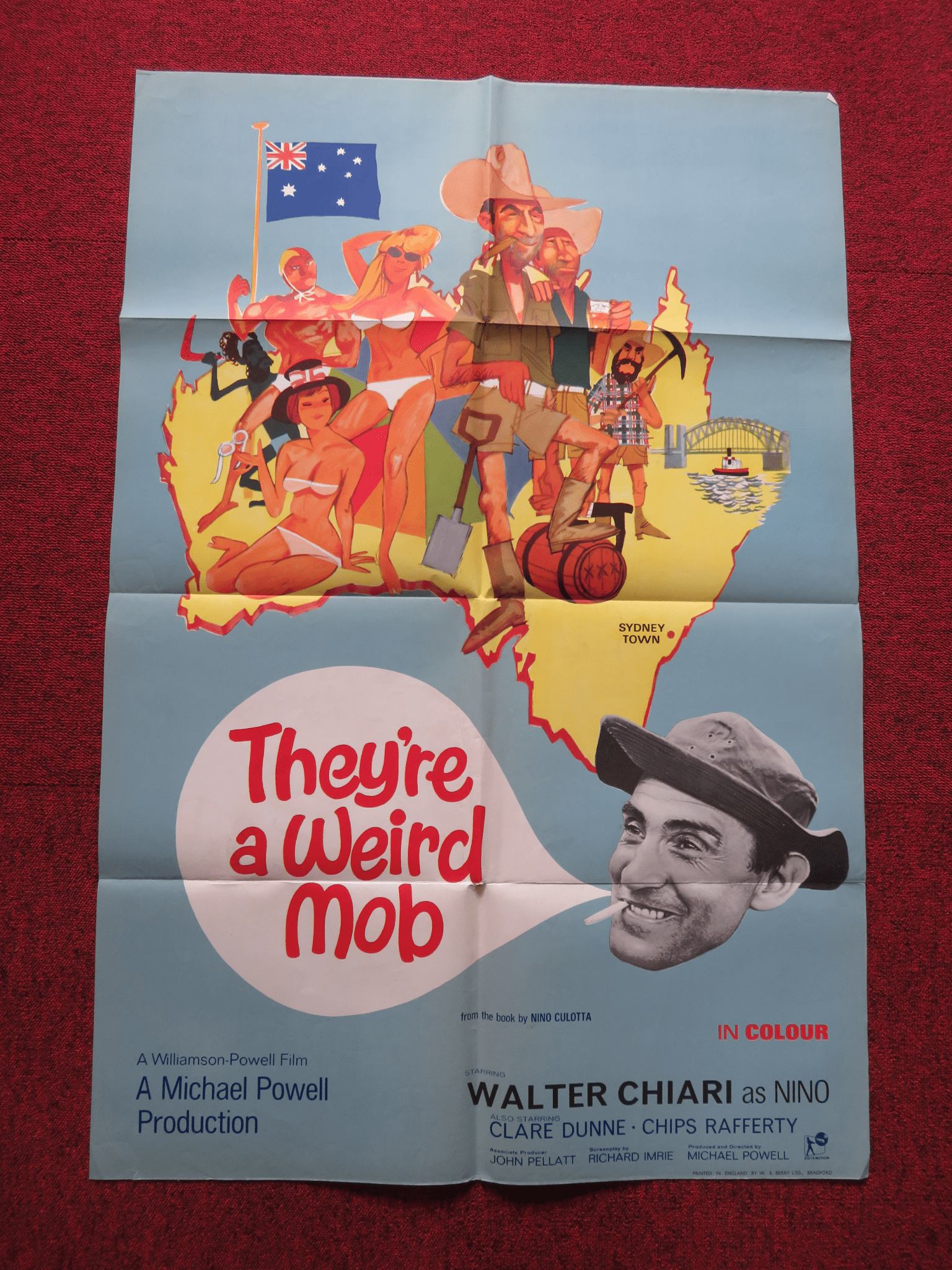 THEY'RE A WEIRD MOB FOLDED US ONE SHEET POSTER WALTER CHIARI CLAIRE DUNNE 1971 Rendezvous Cinema Movie posters