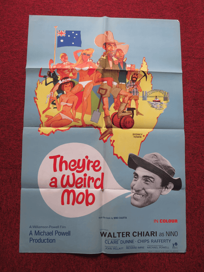THEY'RE A WEIRD MOB FOLDED US ONE SHEET POSTER WALTER CHIARI CLAIRE DUNNE 1971 Rendezvous Cinema Movie posters