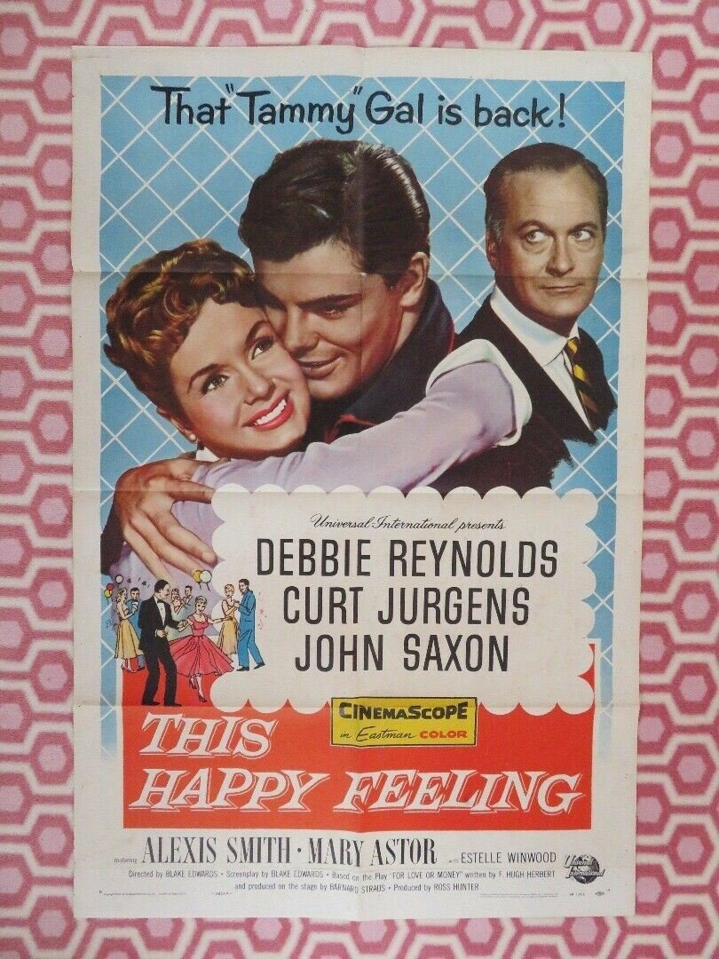 THIS HAPPY FEELING US ONE SHEET POSTER DEBBIE REYNOLDS JOHN SAXON 1958 Movie posters