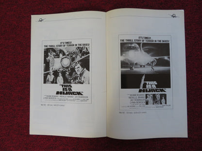 THIS IS A HIJACK UNCUT FANFARE PRESS BOOK ADAM ROARKE NEVILLE BRAND 1973 Rendezvous Cinema Movie posters