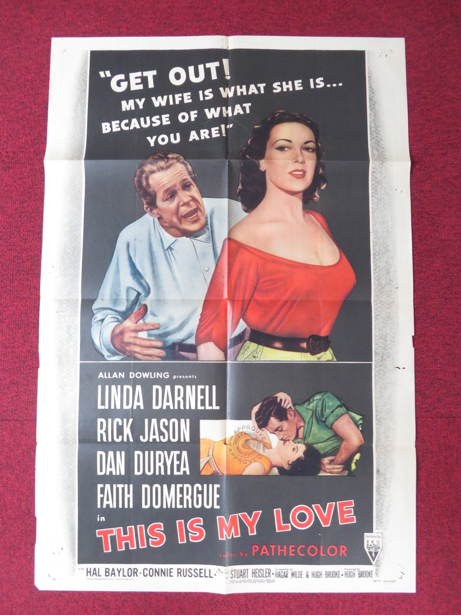 THIS IS MY LOVE FOLDED US ONE SHEET POSTER LINDA DARNELL RICK JASON 1954 Rendezvous Cinema Movie posters