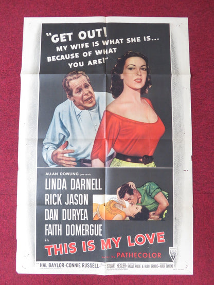THIS IS MY LOVE FOLDED US ONE SHEET POSTER LINDA DARNELL RICK JASON 1954 Rendezvous Cinema Movie posters
