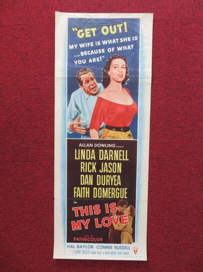 THIS IS MY LOVE US INSERT (14"x 36") POSTER LINDA DARNELL RICK JASON 1954 Movie posters