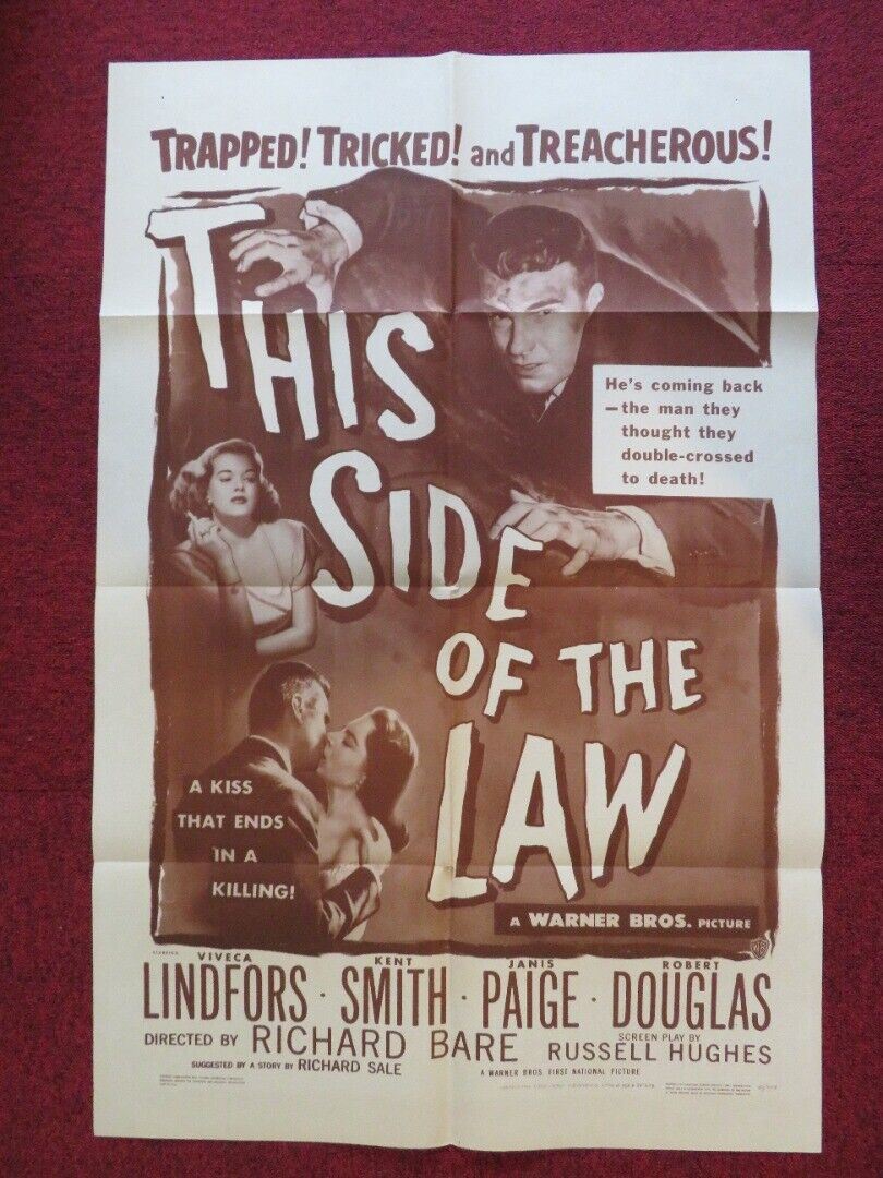 THIS SIDE OF THE LAW FOLDED US ONE SHEET POSTER VIVECA LINDFORS KENT SMITH 1950 Movie posters