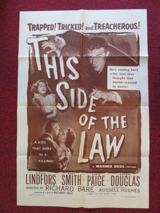 THIS SIDE OF THE LAW FOLDED US ONE SHEET POSTER VIVECA LINDFORS KENT SMITH 1950 Movie posters
