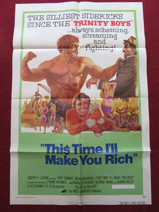 THIS TIME I'LL MAKE YOU RICH FOLDED US ONE SHEET POSTER TONY SABATO 1975 Rendezvous Cinema Movie posters