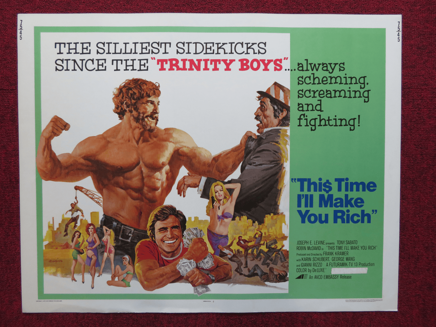 THIS TIME I'LL MAKE YOU RICH US HALF SHEET (22"x 28") POSTER ANTONIO SABATO 1975 Rendezvous Cinema Movie posters