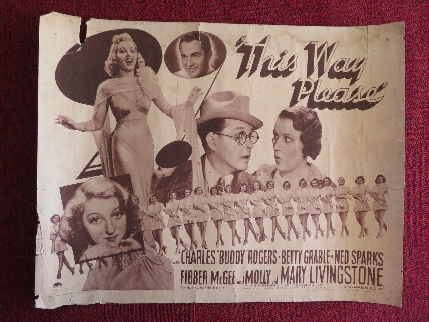 THIS WAY PLEASE US HALF SHEET (22"x 28") POSTER CHARLES ROGERS 1941 Movie posters