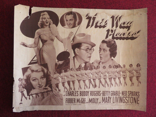 THIS WAY PLEASE US HALF SHEET (22"x 28") POSTER CHARLES ROGERS 1941 Movie posters