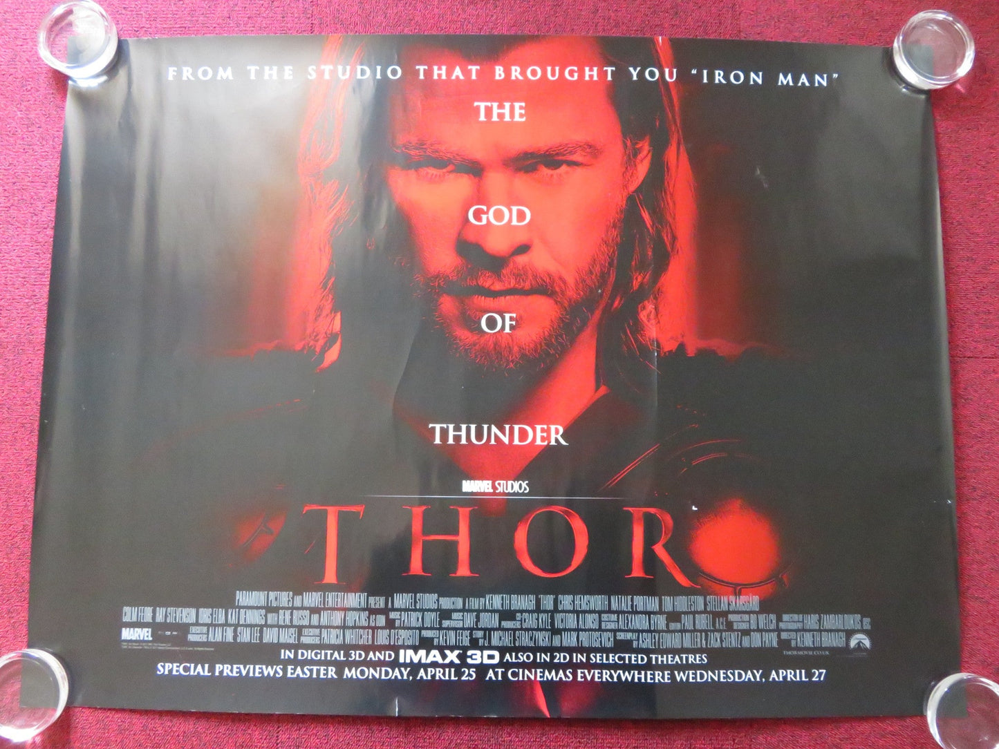 THOR UK QUAD (30"x 40") ROLLED POSTER CHRIS HEMSWORTH NATALIE PORTMAN 2011 Rendezvous Cinema Movie posters